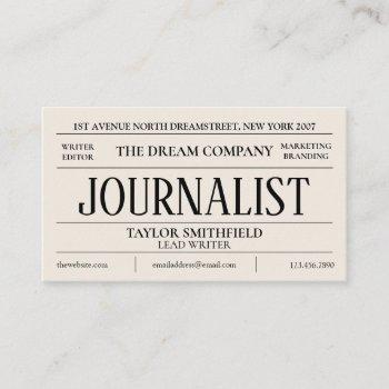 newspaper journalism writer vintage business card
