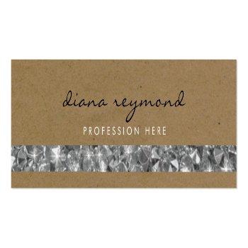 Small Nice Professional Business Card + Gemstones Stripe Front View