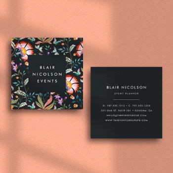 night oasis | floral pattern square business cards