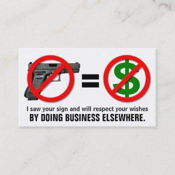 "no guns, no money" customizable business card