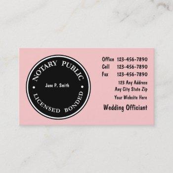 Small Notary Business Cards Front View