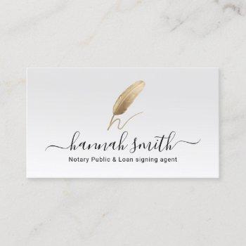 notary loan signing agent elegant quill pen logo business card