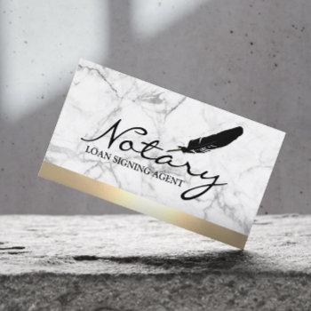 notary loan signing agent gold border marble business card