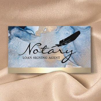 notary loan signing agent gold border & watercolor business card