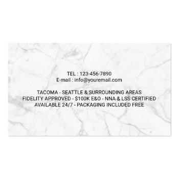 Small Notary Loan Signing Agent Modern Marble Photo Business Card Back View