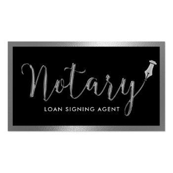 Small Notary Loan Signing Agent Modern Metal Framed Business Card Front View
