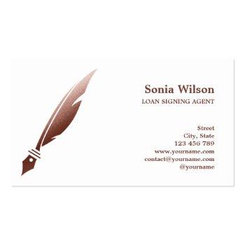 Small Notary Loan Signing Agent Modern Rose Gold Glitter Business Card Back View