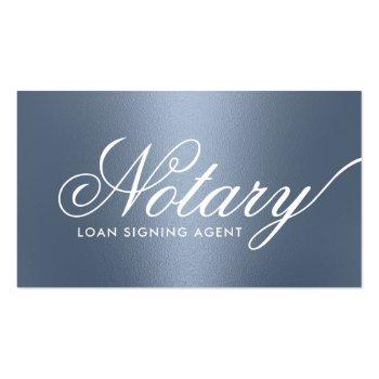 Small Notary Loan Signing Agent Typography Dusty Blue Business Card Front View