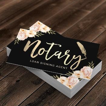 notary loan signing agent vintage floral business card