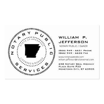 Small Notary Public Arkansas Business Card Front View