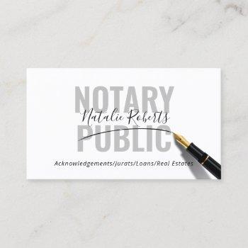 notary public bold text typography signature business card