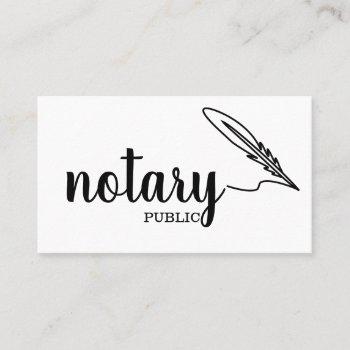notary public elegant script plain black &  white business card