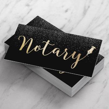notary public gold typography black glitter business card