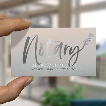 notary public loan agent modern silver typography business card