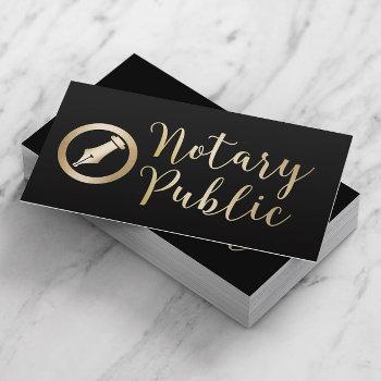 notary public loan signing agent black & gold business card