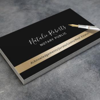 notary public loan signing agent black & gold business card