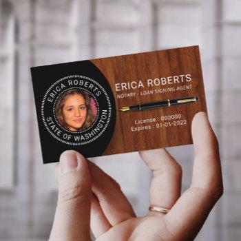 notary public loan signing agent custom photo wood business card