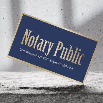 notary public loan signing agent navy & gold business card