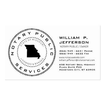 Small Notary Public Missouri Business Card Front View