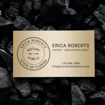notary stamp loan signing agent modern gold business card