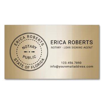 notary stamp loan signing agent modern gold  business card magnet