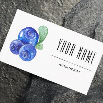 nutritionist dietitian simple watercolor blueberry business card