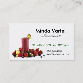 nutritionist food coach, health, weight smoothie business card