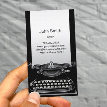 old black typewriter writer business card