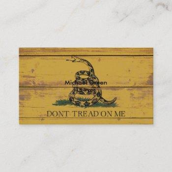 Small Old Wooden Gadsden Flag Business Card Front View