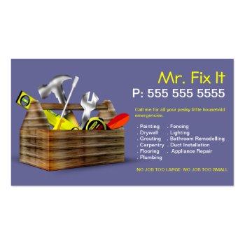 Small Old Wooden Toolbox Repair Handyman Business Card Front View