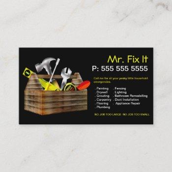 old wooden toolbox repair handyman business card