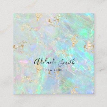 opal stone texture square business card