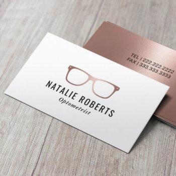 optometrist elegant rose gold eye glasses  business card