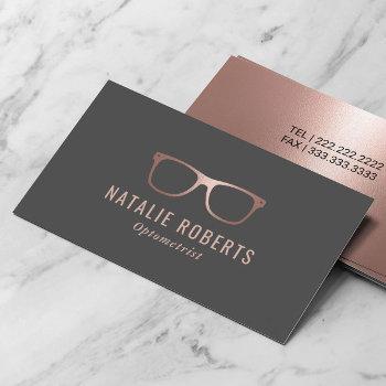 optometrist rose gold eyewear eye glasses business card