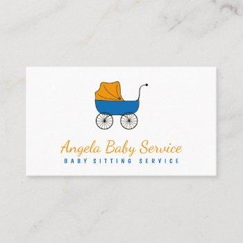 orange blue stroller baby sitter daycare nursery business card