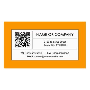 Small Orange Qr Code Business Card Front View
