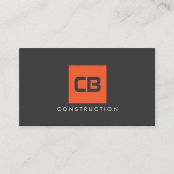 orange square monogram construction, electrical business card