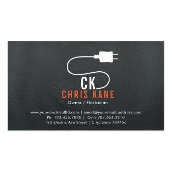 Small Orange & White Electrician Logo Design Business Card Front View