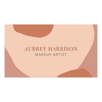Small Organic Abstract Modern Brown Blush Business Card Front View