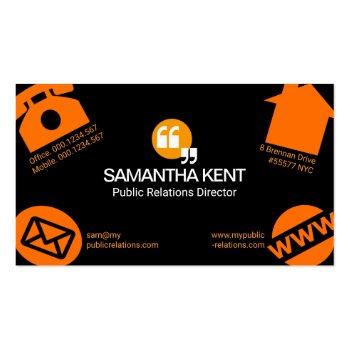 Small Oversize Social Media Icons Public Relations Business Card Front View