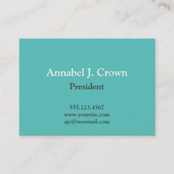 oversize solid teal company logo traditional business card