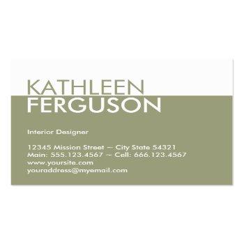 Small Oversize Two Tone Color Block Green Professional Business Card Front View