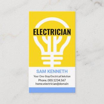 oversize yellow bulb signage electrical contractor business card