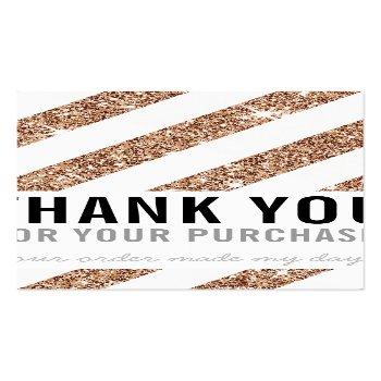 Small Packaging Thank You Rose Gold Glitter Stripe Black Front View