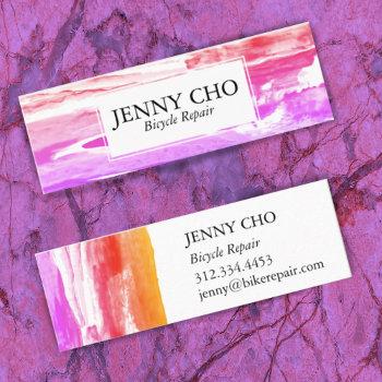 paint stripe hand painted texture pink purple gold mini business card