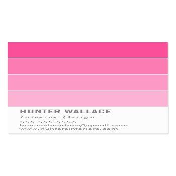 Small Paint Swatch Chip Modern Decor Ombre Pink Business Card Front View