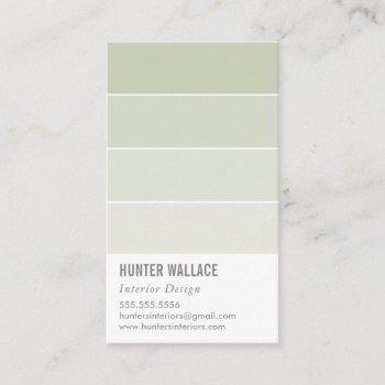 paint swatch chip modern decor ombre sage green business card