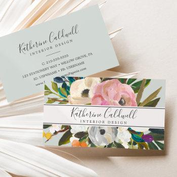 painted floral business card