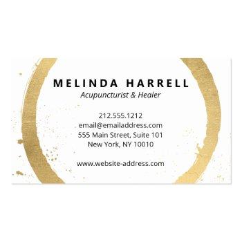 Small Painted Gold Circle Acupuncture, Healer, Wellness Business Card Back View