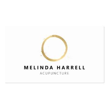 Small Painted Gold Circle Acupuncture, Healer, Wellness Business Card Front View
